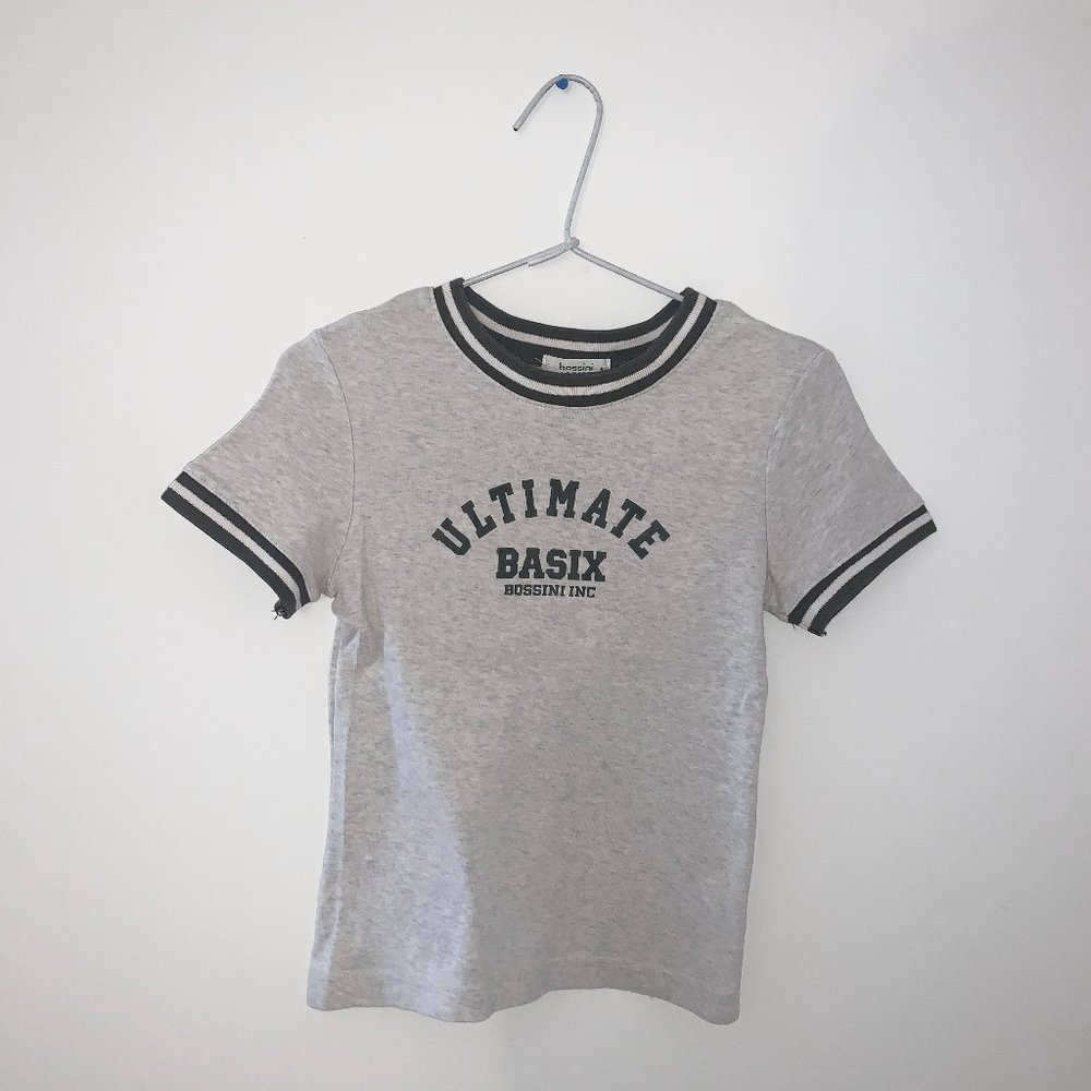 3/$20 Varsity Style Tee Shirt Grey Striped Bossini